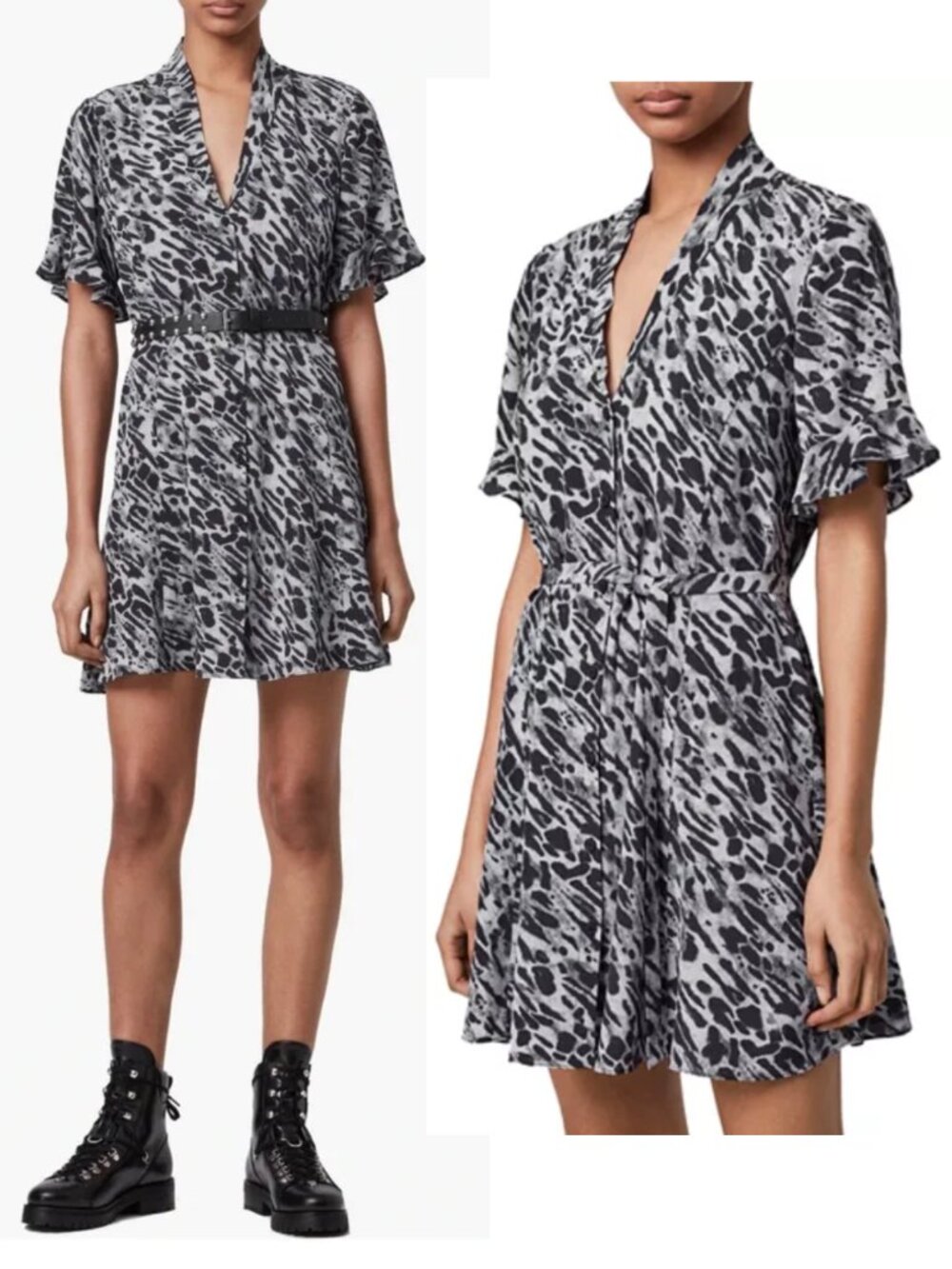ALL SAINTS Fay Ambient mini dress sz S abstract print